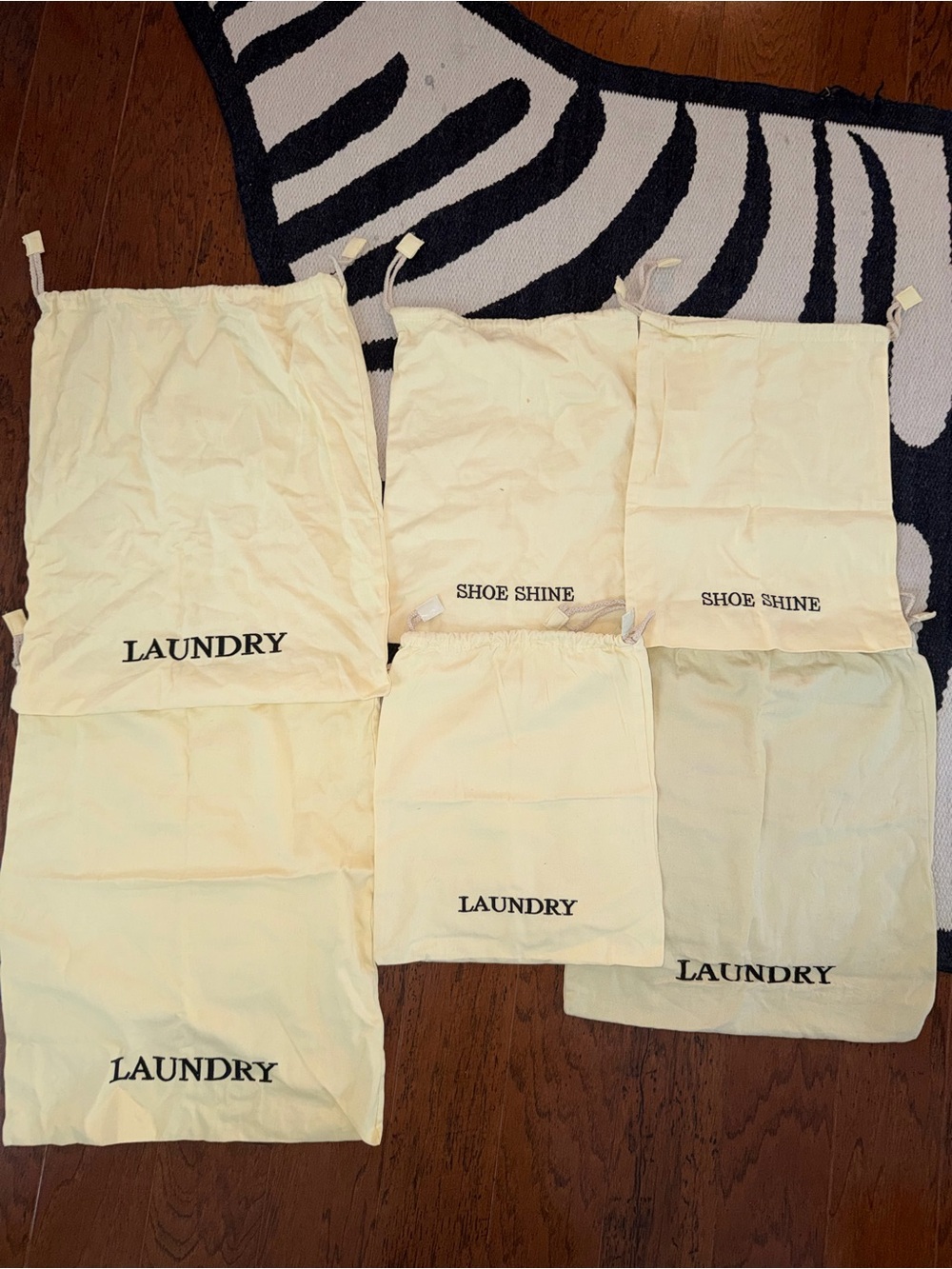 Neutral Cotton Drawstring 🚨 Laundry & Shoe Bags - Set of 7